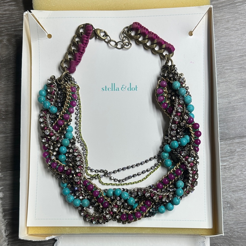 Stella & Dot Bamboleo Beaded Necklace with Silver Accents